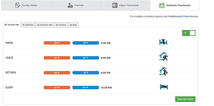 screenshot showing how to access your thermostat schedule in your BGE account