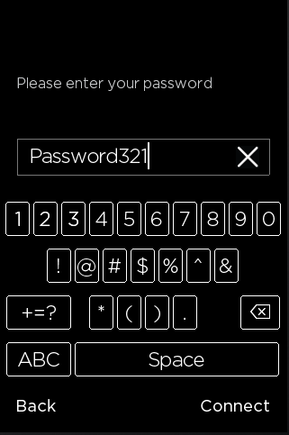 entering wi-fi password on an ecobee thermostat